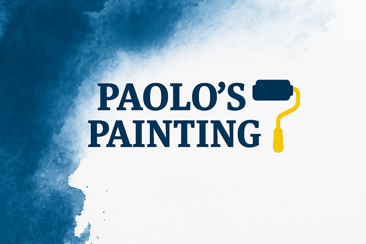Logo of Paolo’s Painting, a South East London-based painting and handyman service, featuring bold blue text and a yellow paint roller.